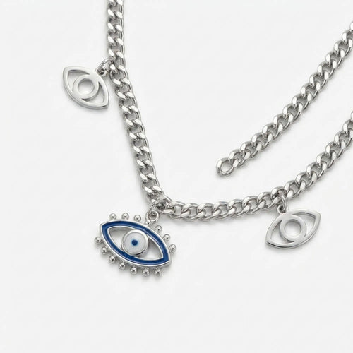 Angle photo silver evil eye charm necklace