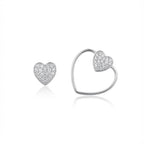 Convertible Heart Stud Earrings in Rhodium Plated Sterling Silver