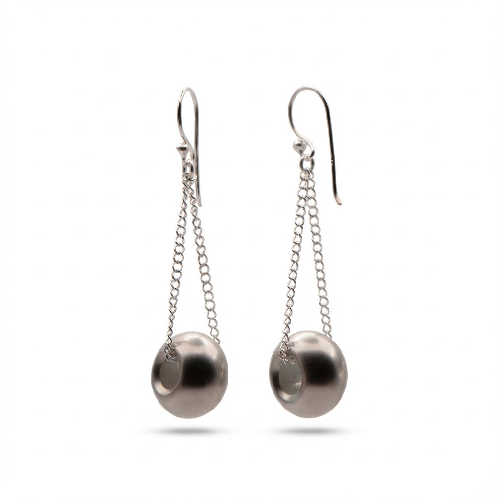 أقراط أنيقة من خيوط اللؤلؤ الفضية للنساء، مجوهرات خالدة