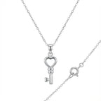 Heartlock Key Pendant Necklace in Polished 925 Sterling Silver