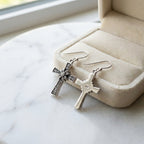 Sterling Silver Floriated Cross Dangle Earrings – Oxidised Finish