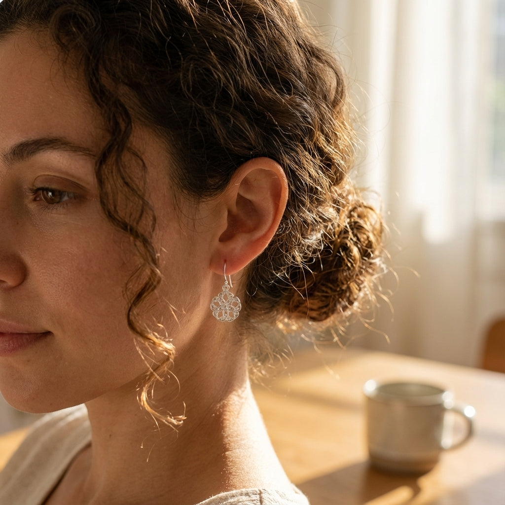 Minimal Floral Openwork Earrings for Women Classy Lightweight Jewelry