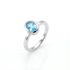 Blue Topaz Bezel Stackable Ring November Birthstone 925 Sterling Silver