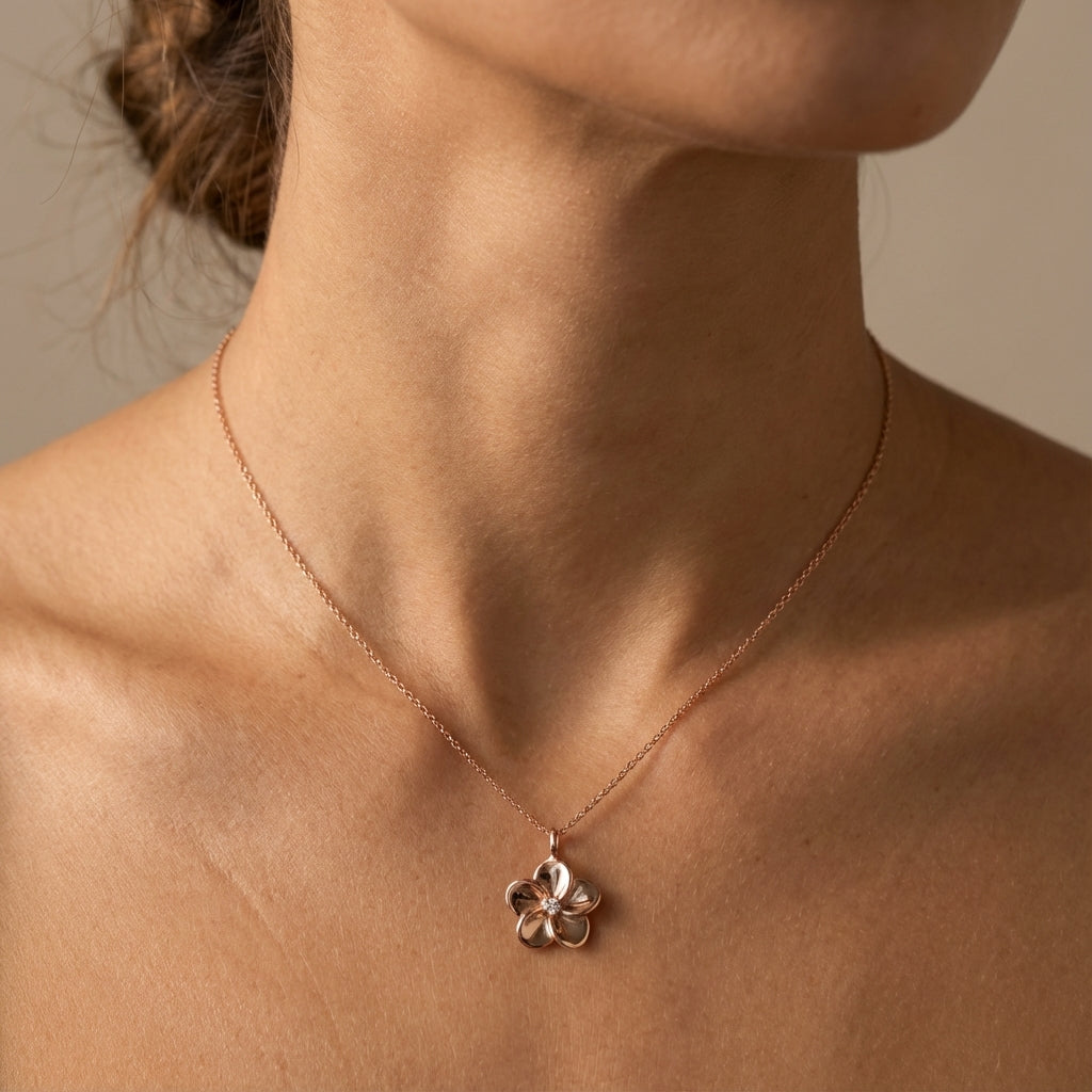 Petal Drift Floral Necklace in Rose Gold Plated 925 Sterling Silver