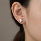 925 Sterling Silver Round Stud Earrings with Cubic Zirconia for Women