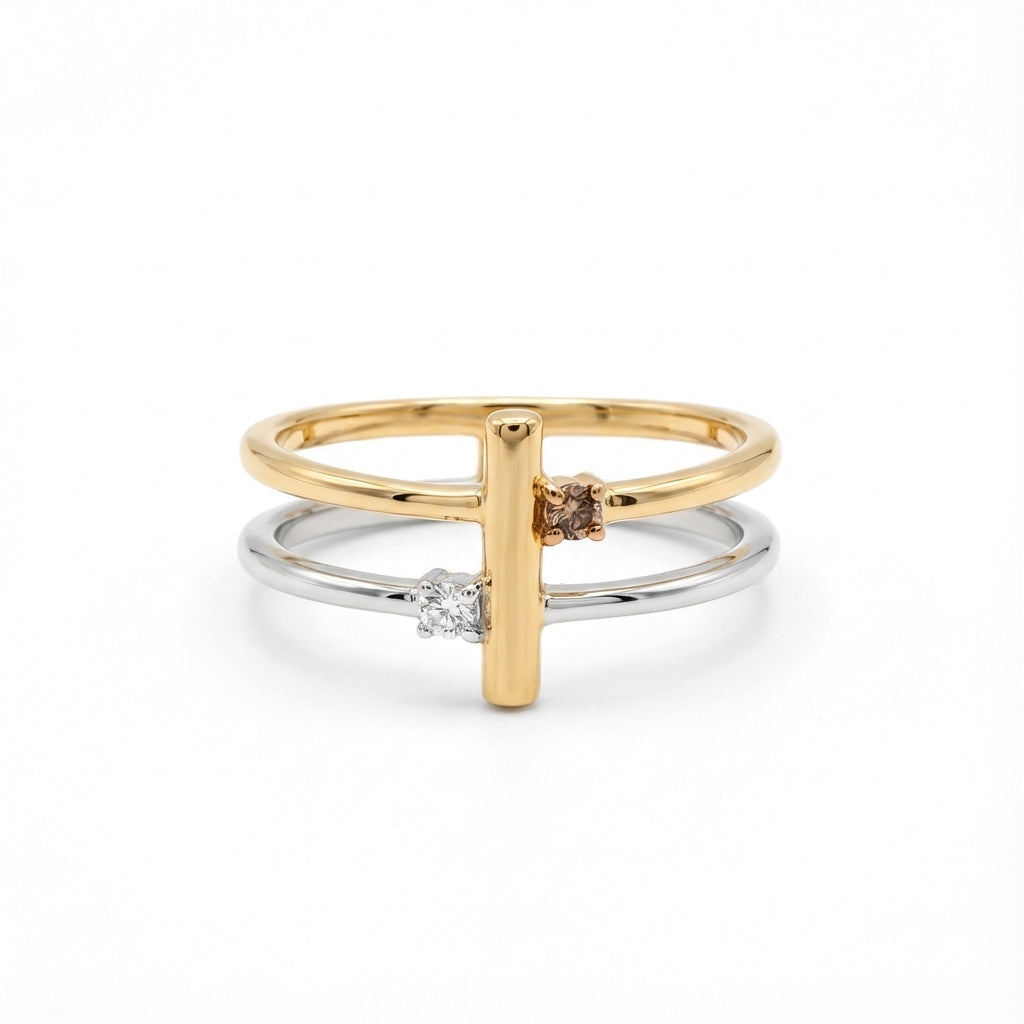 Classy Dual-Band Symmetry Ring Modern Split Band Gold and Silver Jewelry