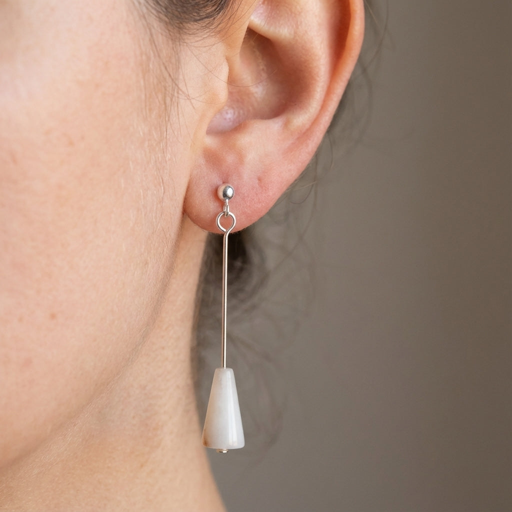 أقراط متدلية من العقيق الأسود بلون غروب الشمس مصنوعة من الفضة الإسترليني عيار 925