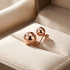 أقراط كروية مطلية بالذهب الوردي من الفضة الإسترلينية، بتصميم 2 في 1، بنمط أمامي وخلفي مزدوج