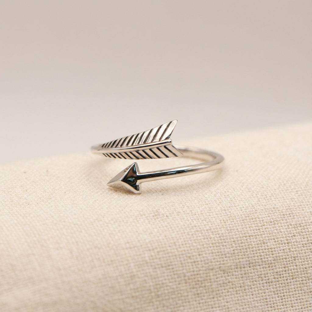 Oxidized Silver Arrow Ring Unisex Jewelry