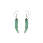 Sterling Silver Horn Dangle Earrings - Green Aventurine, Black Onyx and Mother of Pearl