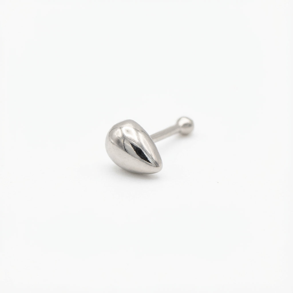 Modern Pear Shape Nose Ring in Polished Silver