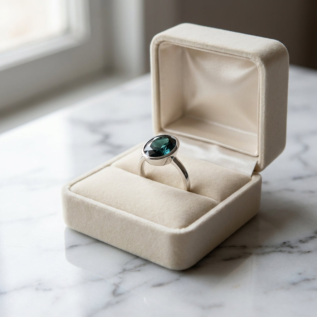 London Blue Topaz Bezel Stackable Ring November Birthstone 925 Sterling Silver