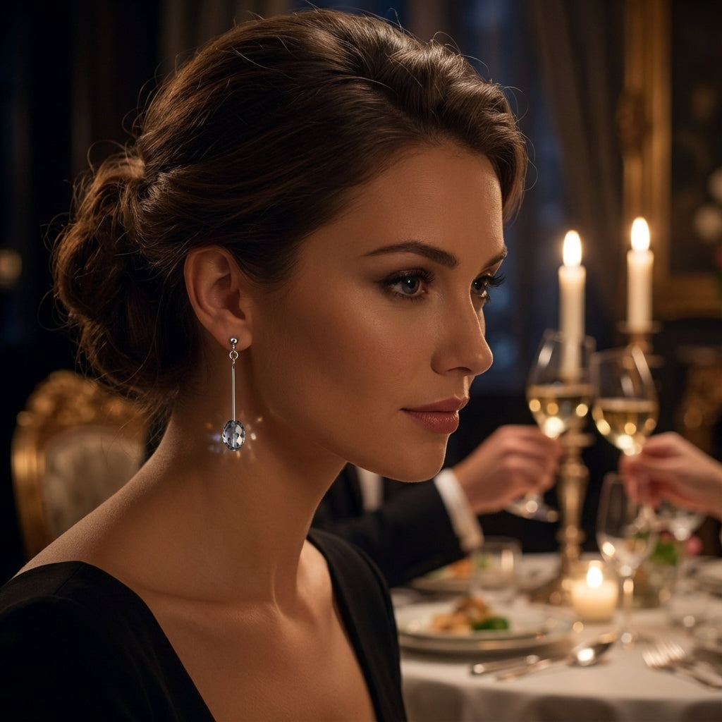 Twilight Blue Swarovski Crystal Drop Earrings in Polished Silver