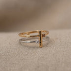 Classy Dual-Band Symmetry Ring Modern Split Band Gold and Silver Jewelry