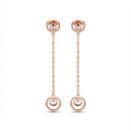 Crescent Moon Drop Earrings in 925 Sterling Silver with Cubic Zirconia – Rose Gold & Rhodium