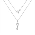 Heartlock Key Pendant Necklace in Polished 925 Sterling Silver