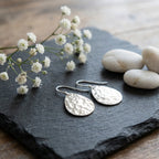 Hammered Teardrop Sterling Silver Earrings for Women