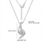 Wave Light Curved Silver Necklace with Pavé Zirconia Accent