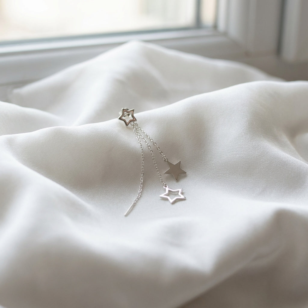 Star Cascade Earrings Modern Celestial Silver Earrings Lightweight & Stylish