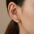 Northern Star Heart Stud Earrings in 925 Sterling Silver with Cubic Zirconia