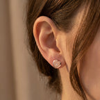 Northern Star Heart Stud Earrings in 925 Sterling Silver with Cubic Zirconia