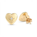 Northern Star Heart Stud Earrings in 925 Sterling Silver with Cubic Zirconia