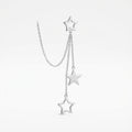 Silver star-shaped chain Luna Dura star earrings in Dubai crafted in rhodium in Dubai.