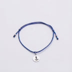 Anchor Charm Bracelet in Navy Mauve Silk Cord