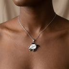 Sea Turtle Necklace Pendant in Sterling Silver with Black Enamel Shell