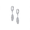 Sterling Silver feather-shaped earrings in Dubai on a white background.
