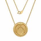 High-resolution isolated front view of the 18K gold vermeil ouroboros snake station necklace on a mini-rolo chain.