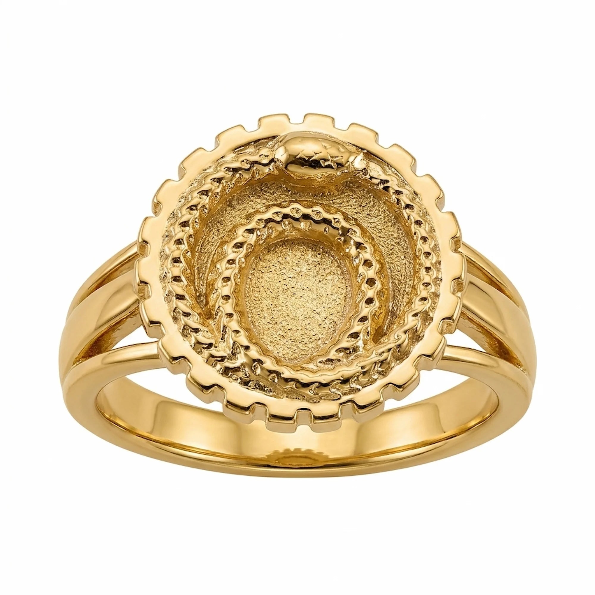 18K gold vermeil ouroboros snake signet ring over 925 sterling silver with a black eye, handcrafted in Dubai.