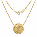 Front view of the 18K gold vermeil tulip medallion necklace in 925 sterling silver, handcrafted in Dubai.