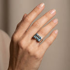 Natural Sky Blue Topaz Statement Ring – 925 Sterling Silver November Birthstone