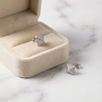 Sterling Silver Pyramid Stud Earrings with Cubic Zirconia