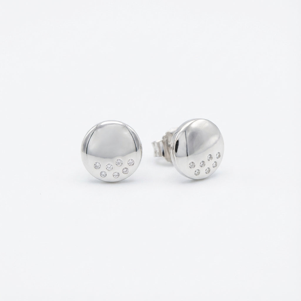 925 Sterling Silver Round Stud Earrings with Cubic Zirconia for Women