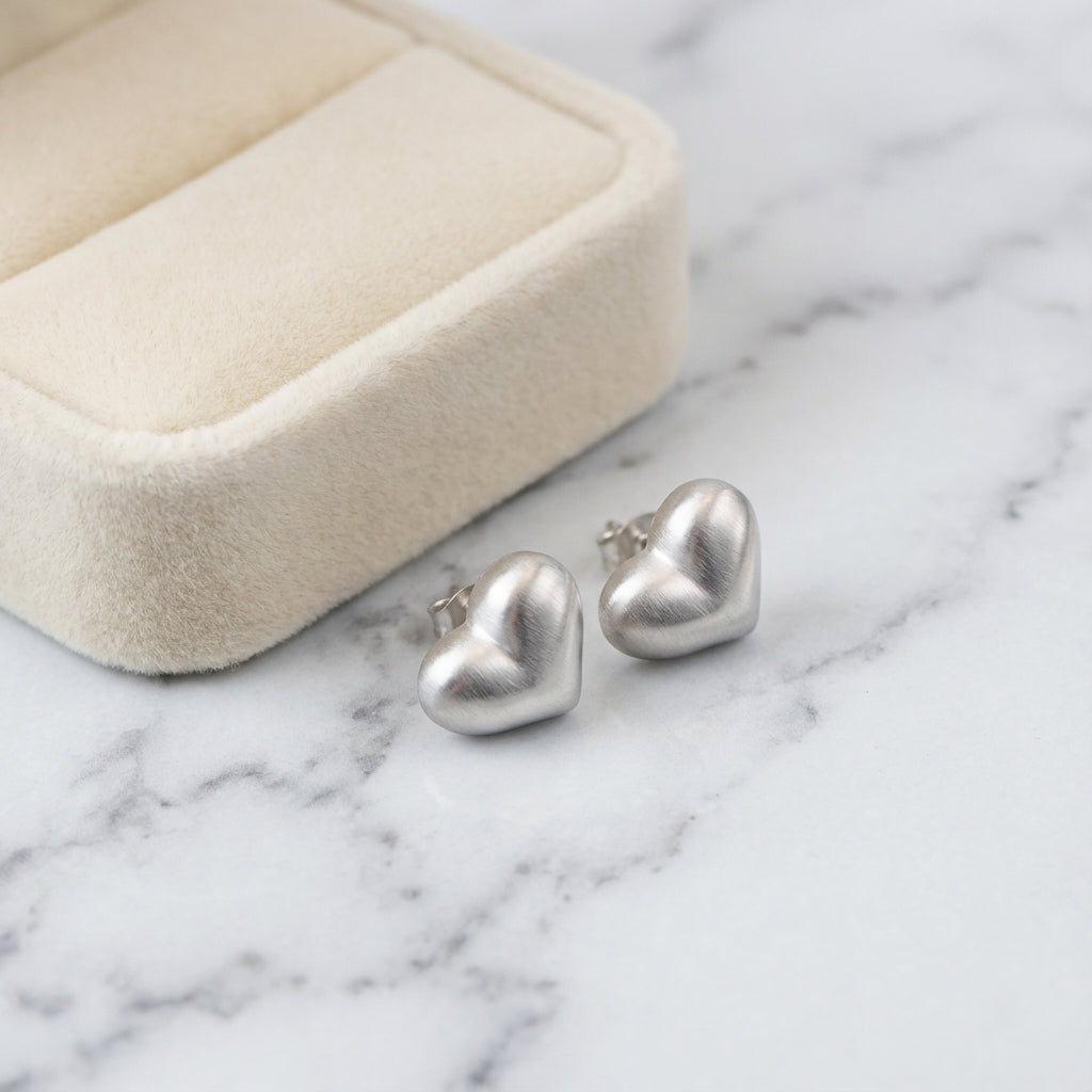 Heart Shaped Silver Stud Earrings for Women 925 Sterling Jewelry