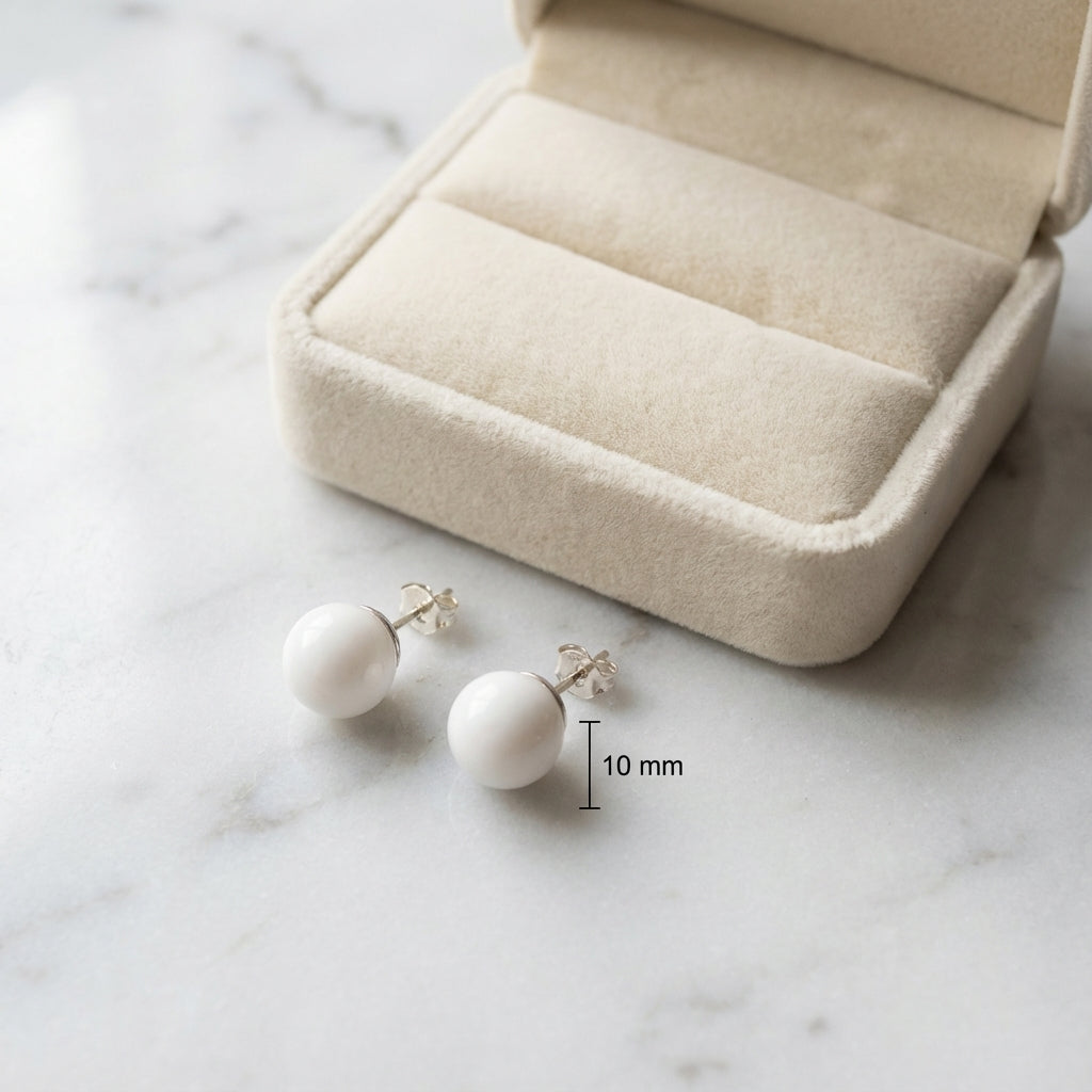 White Stone Stud Earrings for Women | 925 Sterling Silver