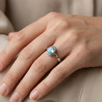Blue Topaz Bezel Stackable Ring November Birthstone 925 Sterling Silver