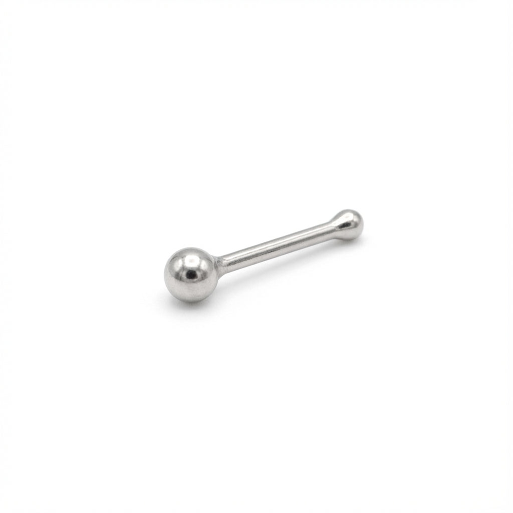 High Polish Silver Sphere Nose Pin for Everyday Elegance