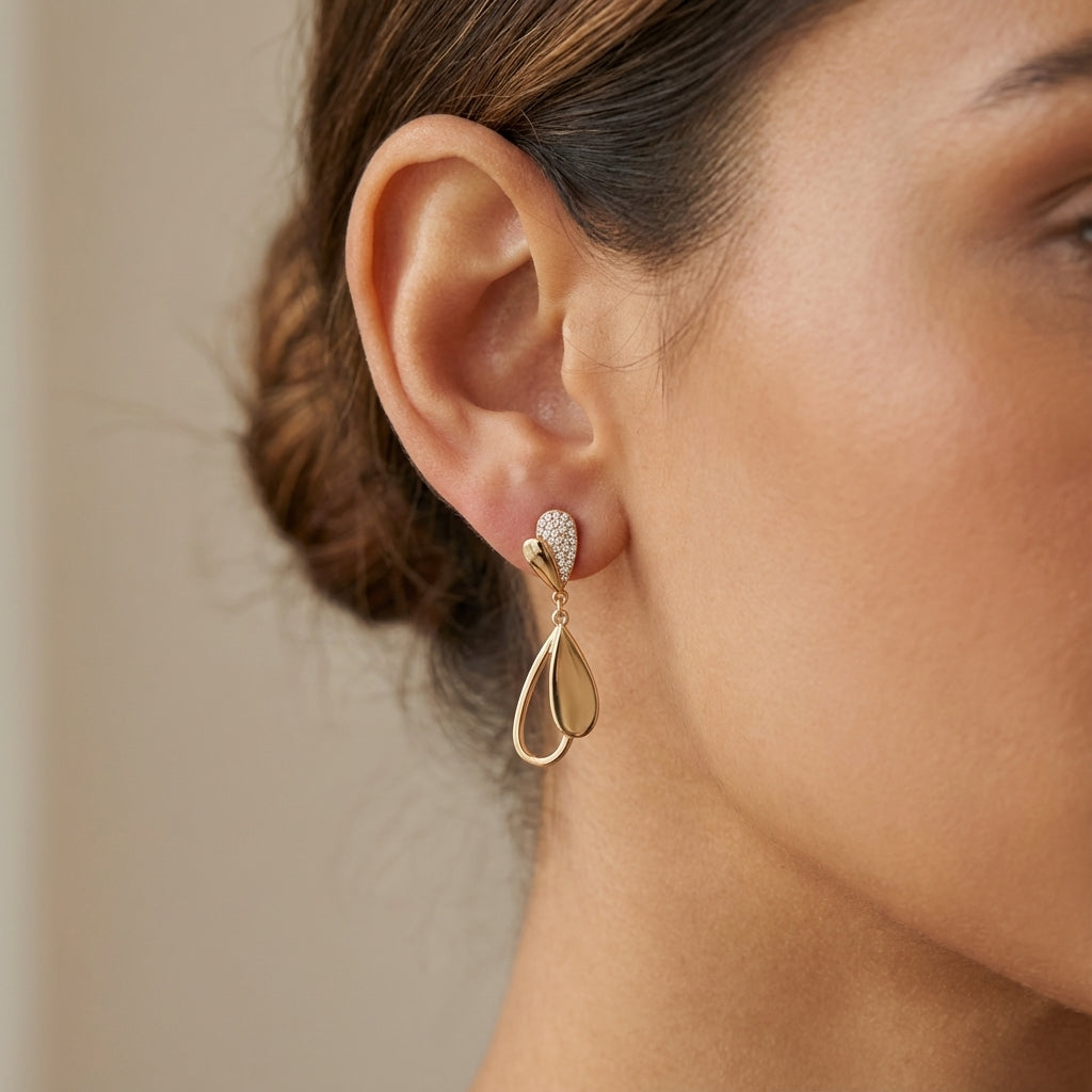 Folia Lucida Falling Leaves Drop Earrings in 925 Sterling Silver