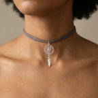 Silver Dream Catcher Pendant with Feather Detail