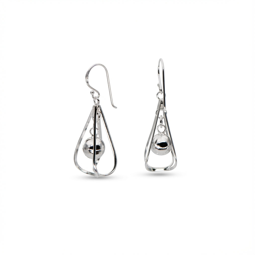 Framed Orb Drops Silver Earrings Accessible Luxury Jewelry for Women