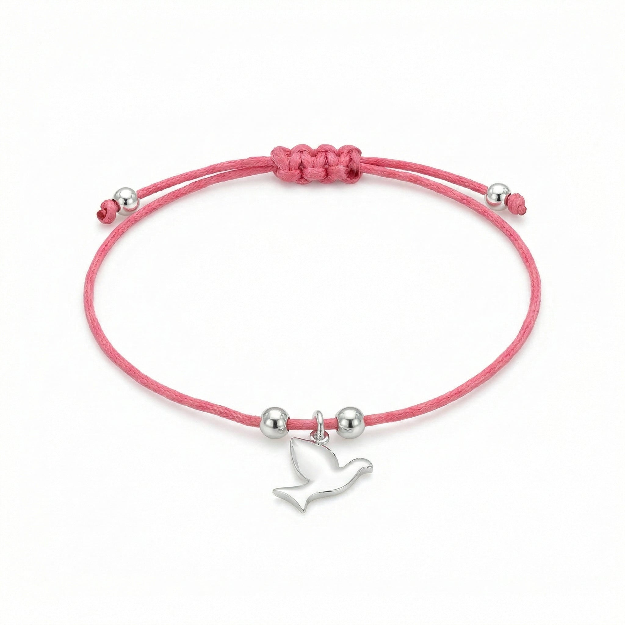 Minimalist Sterling Silver Dove Cord Bracelet – Adjustable Everyday Wrist Jewelry