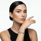 سوار حماية من المينا على شكل يد فاطمة من الفضة الإسترليني - أوبال أزرق مخضر وتوباز أزرق سماوي