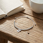 Silver Heart Disc Bracelet with Cubic Zirconia Drop