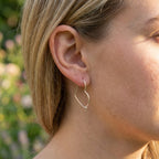 Open Heart Hoop Earrings in Rhodium Plated Sterling Silver