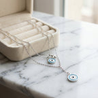 Blue Waters Evil Eye Layered Necklace in 925 Sterling Silver