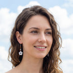 Sterling Silver Flower Earrings – Angelic Snow Quartz & Yellow Carnelian Crystal Drops