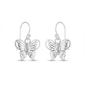 Butterfly-shaped silver earrings in Dubai on a white background